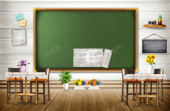 简约文艺小清新黑板教室印刷背景背景