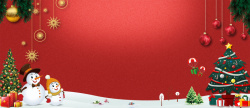 圣圣诞老人圣诞树卡通渐变红色banner高清图片