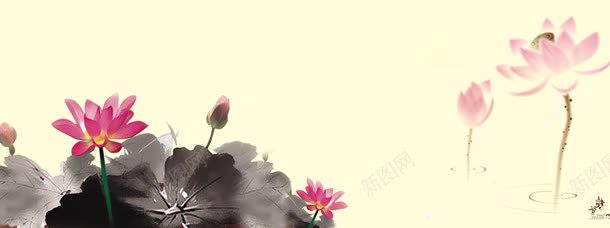 荷花中国风水墨画背景bannerjpg设计背景_88icon https://88icon.com banner 中国风 水墨画 背景 荷花