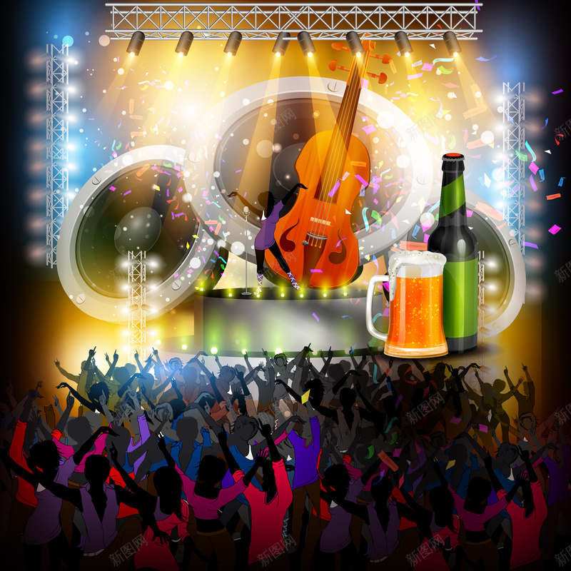 炫丽的演唱会现场背景矢量图ai设计背景_88icon https://88icon.com 人群 啤酒 小提琴 演唱会 素材 聚会 背景 酒杯 音乐 矢量图