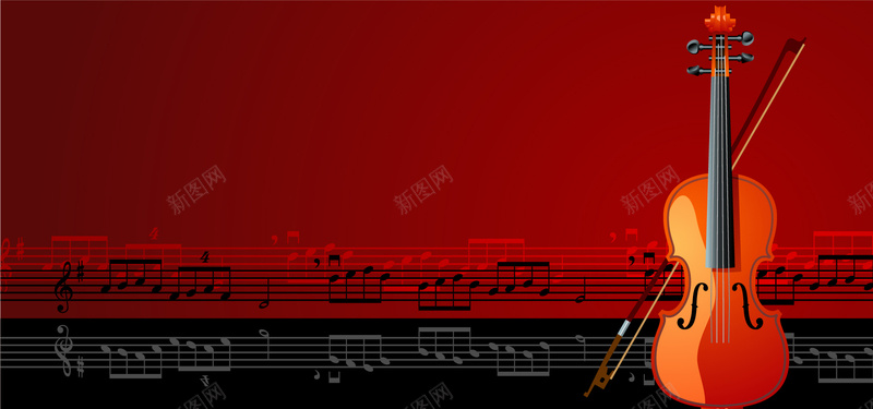 淘宝矢量卡通音乐吉他红色古典高雅海报背景背景