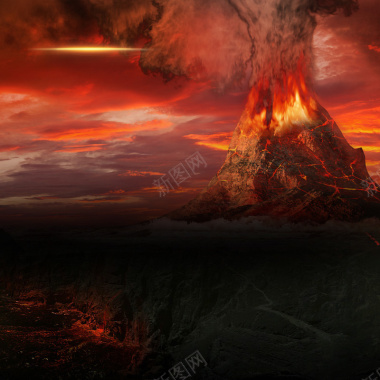 火山喷发科幻家电数码PSD分层主图背景背景