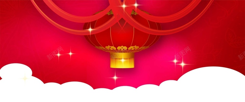 红色幔帘灯笼淘宝新年背景psd设计背景_88icon https://88icon.com 中国风 喜庆 幔帘 扁平 新年 星光 渐变 灯笼 白云 红色