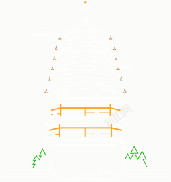 正定建筑塔线稿元素高清图片