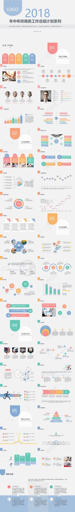 年中年终商务工作总结计划PPT模板