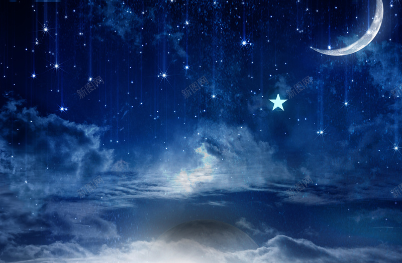 夜晚星空海报psd设计背景_88icon https://88icon.com 地球 夜晚 宇宙 星星 星球 星空 月亮 满天繁星 蓝色