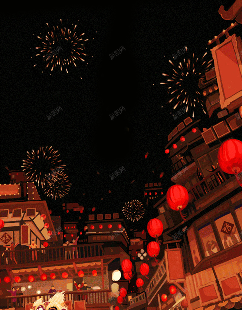 喜庆红色中国风H5图jpg设计背景_88icon https://88icon.com 中国风 元宵 元旦 喜庆 喜庆红色H5素材 新春 烟花 红色 过年