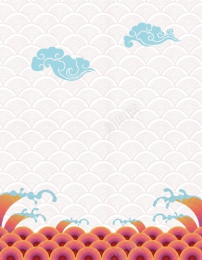 矢量中国风手绘海水纹背景背景