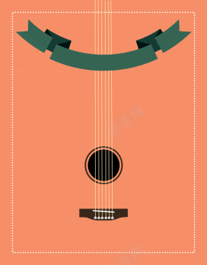 橘色创意吉他背景背景