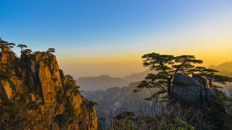 黄山风景实物拍摄jpg设计背景_88icon https://88icon.com 实物 山 蓝天 迎客松