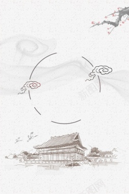 中国风水墨传统屋檐背景