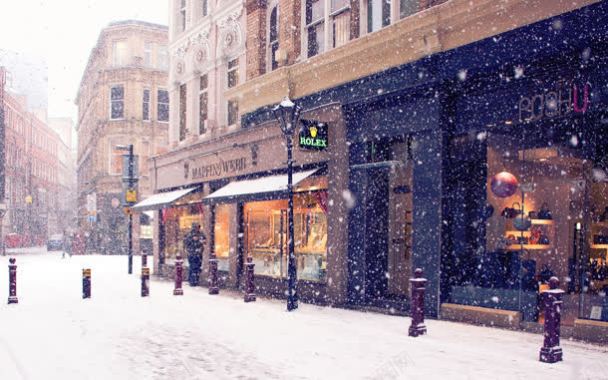 下雪的英国街道海报背景背景