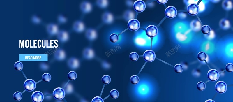 蓝色科技分子背景矢量图背景