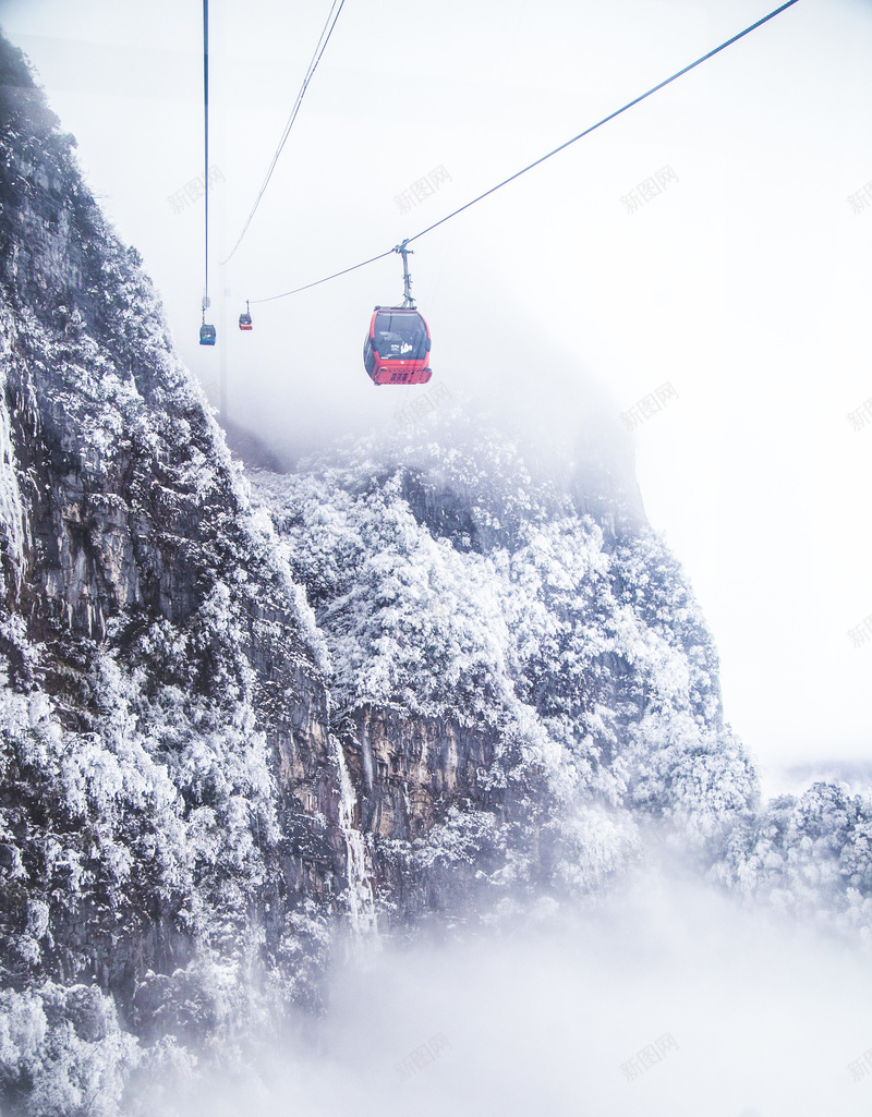 张家界冰山上的缆车jpg设计背景_88icon https://88icon.com 山 张家界 索道 缆车 雪 雪景