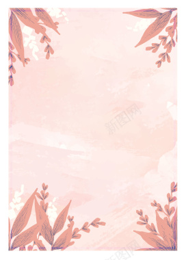 浅粉色手绘女装促销叶子背景背景