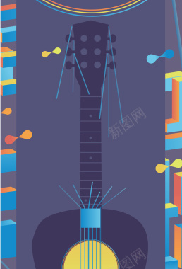 简约扁平吉他演出创意宣传海报矢量背景背景