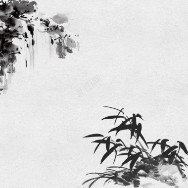 中国风手绘水墨清新茶叶主图背景