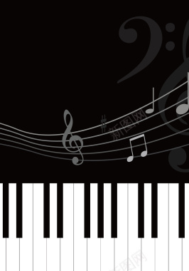 钢琴音符背景模板矢量图背景