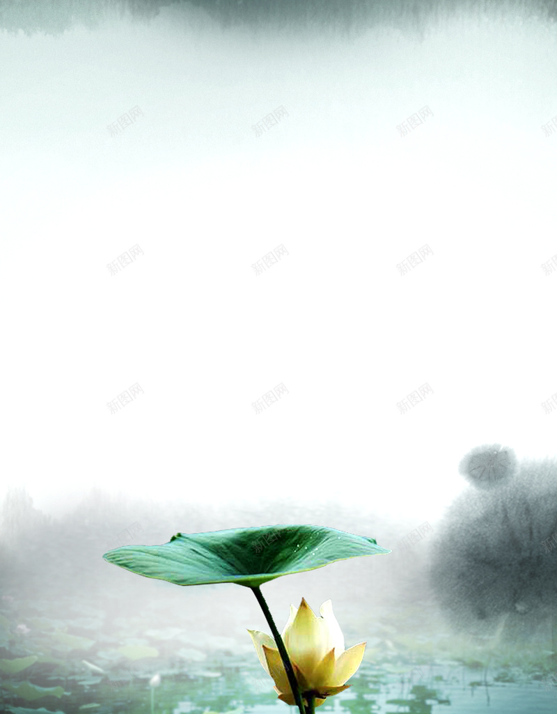 荷叶水墨中国风海报背景psd设计背景_88icon https://88icon.com 中国风 荷叶水墨中国风海报背景