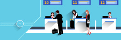 飞机场大厅飞机场大厅检票卡通人物背景矢量图高清图片
