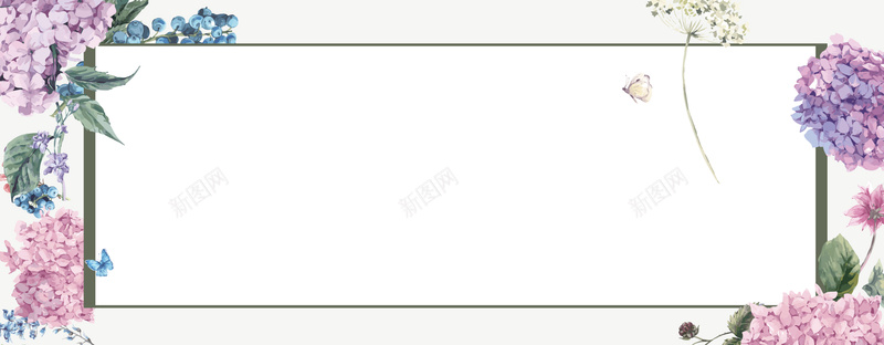 卡通手绘绣球花紫色banner矢量图ai设计背景_88icon https://88icon.com banner 卡通 唯美 手绘 浪漫 矢量 紫色 绣球花 矢量图