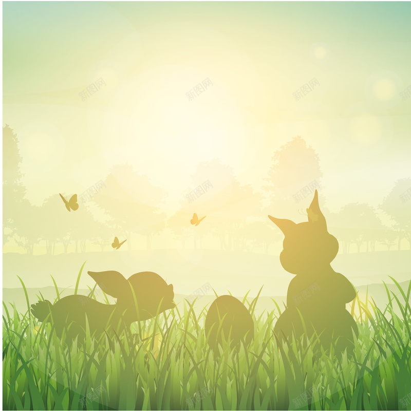 卡通可爱复活节彩蛋海报背景矢量图ai设计背景_88icon https://88icon.com 儿童 兔子 卡通 可爱 复活节 彩蛋 矢量 童趣 背景 草丛 矢量图
