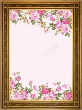 粉色手绘花朵相框背景背景