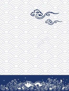 矢量中国风古典青花瓷海水纹背景背景