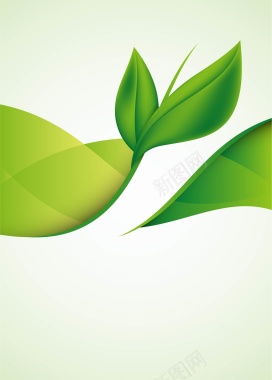 绿色环保叶子海报矢量背景模板背景