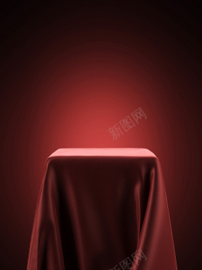 红色纯净简约桌子绸布家居广告背景背景