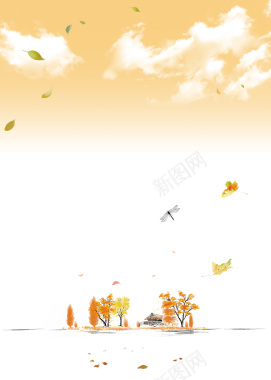 秋冬黄色落叶促销海报背景背景