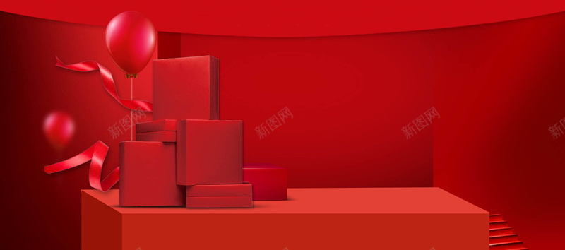 2018年新年红色大气文艺电商礼盒bannerpsd设计背景_88icon https://88icon.com 2018年 年终大促 年终盛典 年货盛宴 年货节 新年 新年促销 新年礼物 春节 电商 礼盒