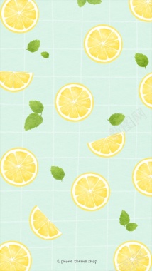 手绘柠檬绿叶H5背景背景