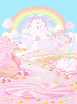 糖果粉矢量卡通糖果童话世界城堡背景高清图片