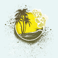 滩风景海滩椰树背景矢量高清图片