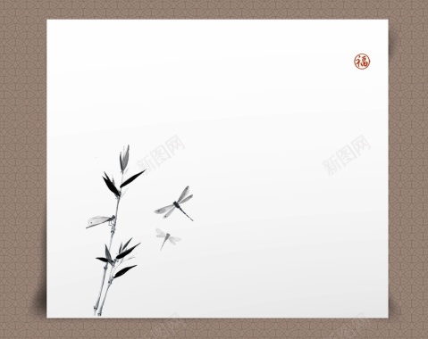 矢量中国风水墨芦苇蜻蜓背景背景