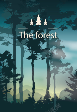 美丽迷雾森林海报背景矢量图背景