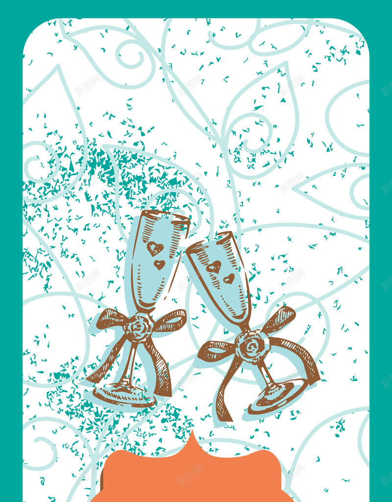 斑驳手绘香槟杯子菜单海报背景矢量图ai_88icon https://88icon.com 个性潮流 优惠券 复古背景 手绘 斑驳背景 时尚元素 现代感 菜单海报 香槟杯子 矢量图