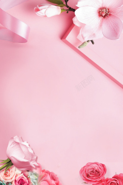 粉色缎带粉色桃花背景元素图高清图片