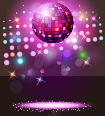 浪漫梦幻紫色光点圆球渐变舞厅背景矢量图背景