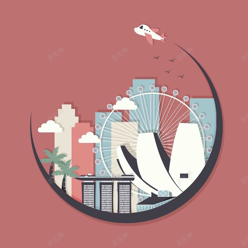 手绘矢量旅游新加坡景点地图摩天海报背景ai设计背景_88icon https://88icon.com 圣淘沙 地图 手绘 手绘插画 摩天轮 新加坡 新加坡旅游 新加坡背景 旅游 景点 矢量 矢量图 背景 鱼尾狮海报