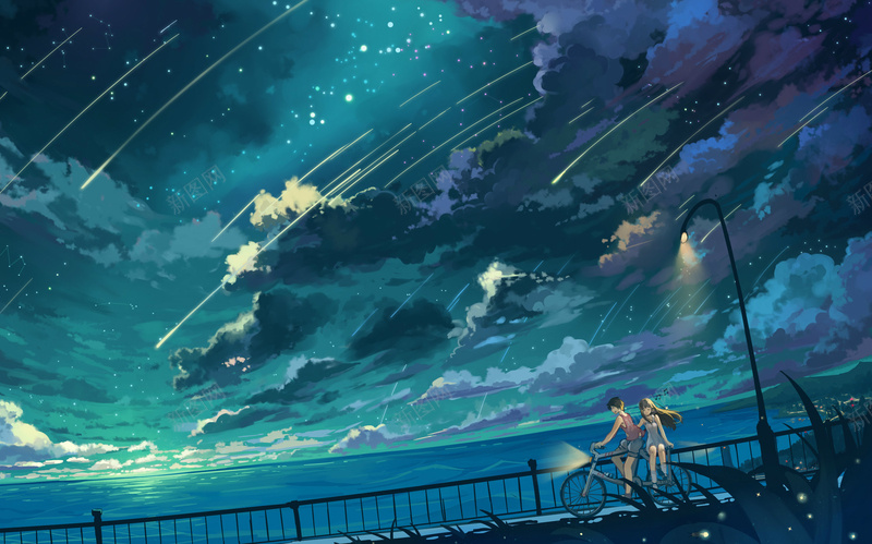 两个人的夜空jpg设计背景_88icon https://88icon.com 人物 动漫 卡通 梦幻