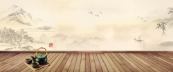 春茶春茶上市文艺中国风水墨纹理棕banner高清图片