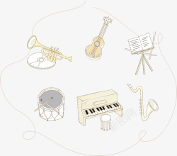 矢量乐器鼓简洁手绘音乐乐器乐谱架高清图片