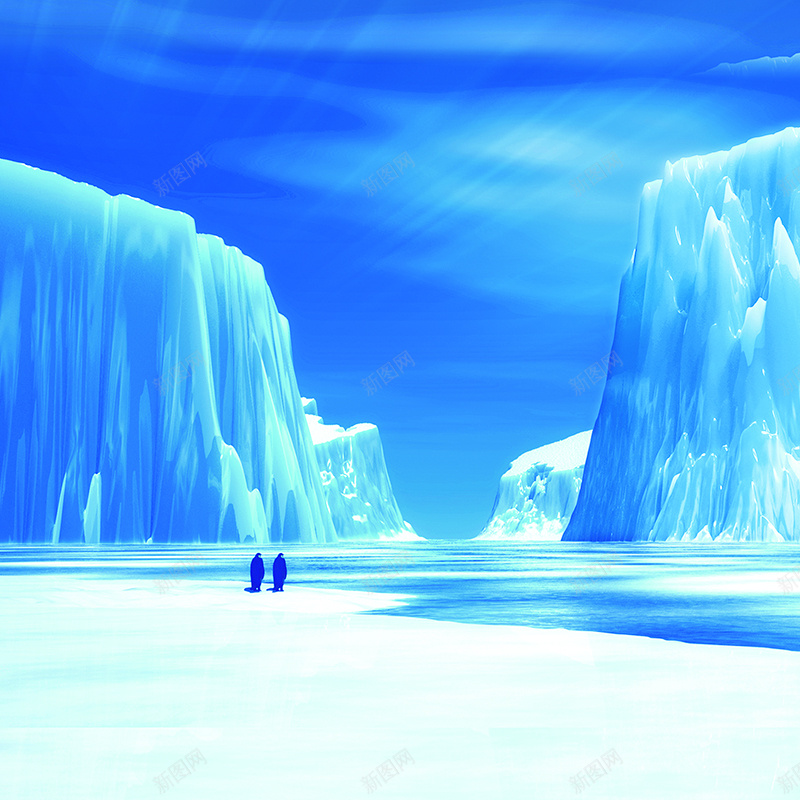 冰块首图psd设计背景_88icon https://88icon.com 主图 企鹅 冬天 南极 夏日促销 大气