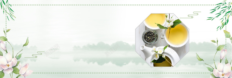 浅色绿色古风茉莉花茶bannerpsd设计背景_88icon https://88icon.com banner 中国风 古风 天猫 水墨 浅色 淘宝 电商 绿色 茉莉 茉莉花茶 茶叶