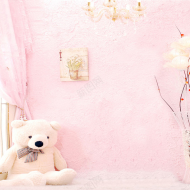 粉色少女家居卧室背景背景