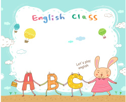 英语课堂卡通动物英语课堂背景矢量图高清图片