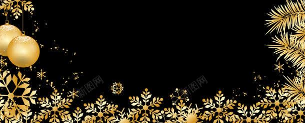 金色雪花装饰圣诞banner背景背景