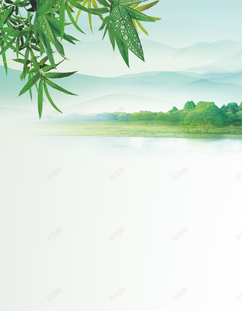 绿色荷花展架背景cdr设计背景_88icon https://88icon.com 中国风 山峰 竹子 绿色 荷叶 荷花 高山